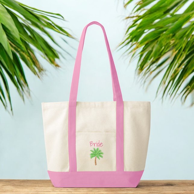 Bride Preppy Palm Tree Honeymoon Tote Bag (Creator Uploaded)