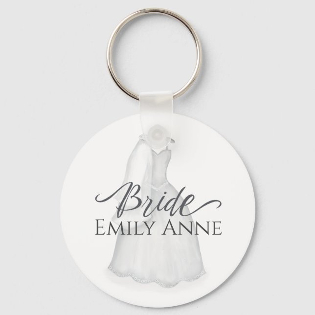 Bride Pretty Personalized Vintage Beautiful Custom Keychain (Front)