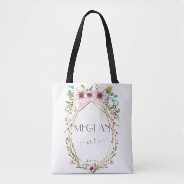 Bride Pretty Pink Anemone Flowers Tote Bag (Front)