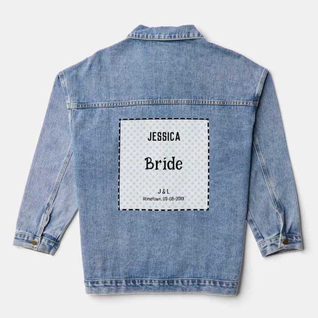 Bride Pretty Polka Dot Custom Bridal Party Wedding Denim Jacket (Back)