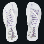BRIDE Purple Wedding Floral Cake Bridal Shower Flip Flops<br><div class="desc">Flip flops feature an original marker illustration of a tiered wedding cake with frosting and purple flowers. Simply personalize with the date of your event!

Don't see what you're looking for? Need help with customization? Contact Rebecca to have something designed just for you.</div>