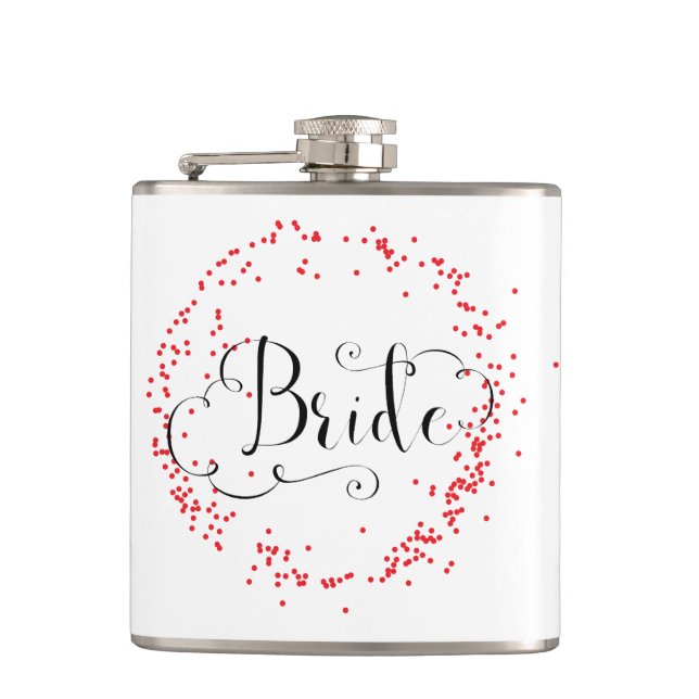 Bride Red Confetti - Flask (Front)