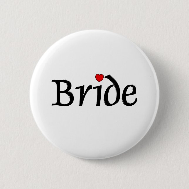 Bride (Red Hearts) 2 Inch Round Button (Front)