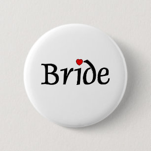Bride (Red Hearts) 2 Inch Round Button