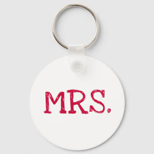 Bride Red Text Mrs. Keychain