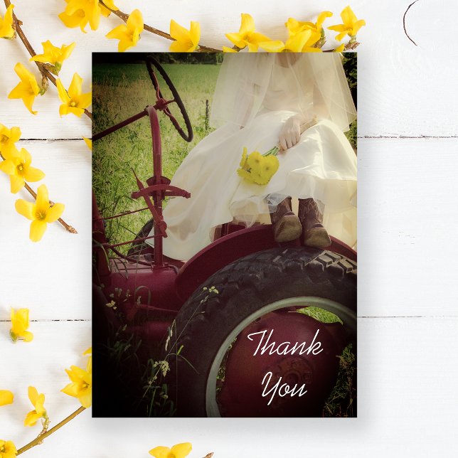 Bride Red Tractor Country Farm Wedding Thank You Card (Creator Uploaded)