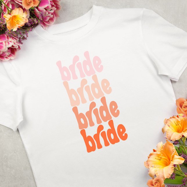 Bride retro orange bachelorette  T-Shirt (Creator Uploaded)