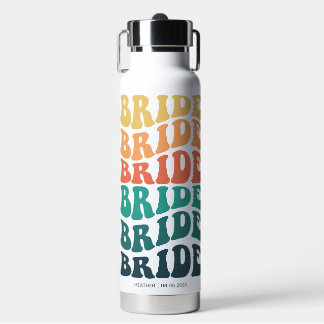 Bride Retro Text Rainbow Custom Water Bottle