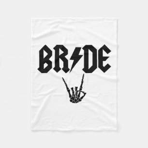 Bride Rock N Roll Skeleton Hand Halloween Bachelor Fleece Blanket