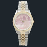 Bride rose gold dress name watch<br><div class="desc">Modern and trendy rose gold drip, an elegant dress on a rose gold background. Text with the Word: Bride written in a dark rose gold hand lettered style script. Perfect as a gift for the bride to be!</div>