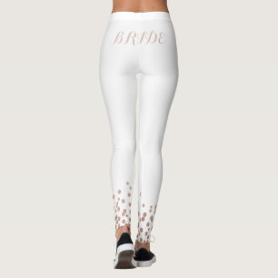 Bride Rose Gold Glitter White Leggings