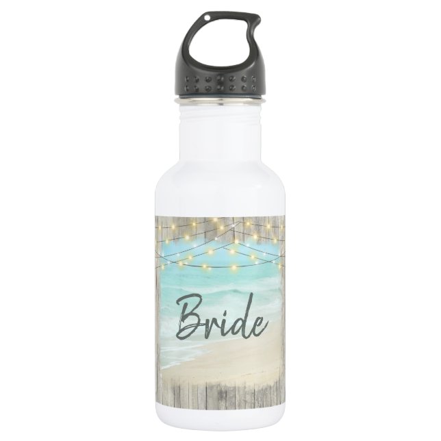 Bride Rustic Beach String Lights Ocean Wedding  532 Ml Water Bottle (Front)