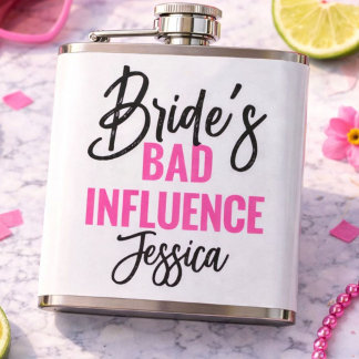 Bride’s Bad Influence Custom Bachelorette Party Hip Flask