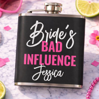 Bride’s Bad Influence Custom Bachelorette Party Hip Flask