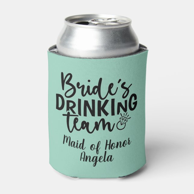 Bride’s Drinking Team Party Crew Statement Graphic Can Cooler (Can Front)