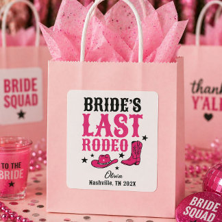 Bride’s Last Rodeo Western Bachelorette Favour Square Sticker