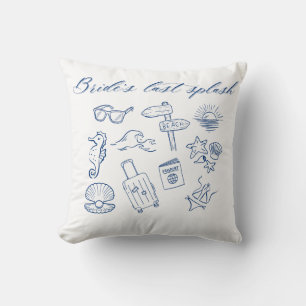 Bride’s Last Splash Design Ocean Beach Bachelore Throw Pillow