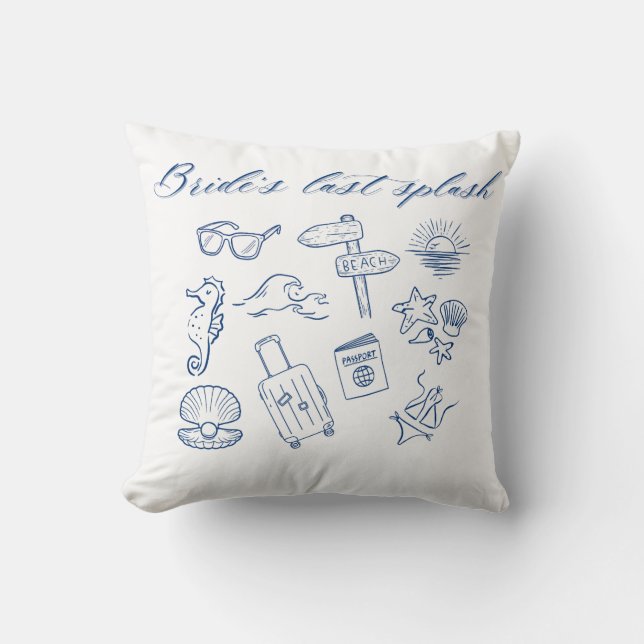 Bride’s Last Splash Design | Ocean Beach Bachelore Throw Pillow (Front)