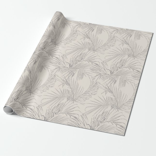 Bride’s Paradise, Tropical Romance Gift Wrap Roll (Unrolled)