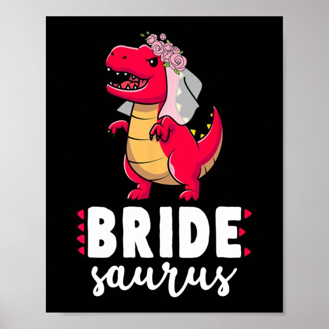 Bride Saurus Dinosaur Engagement Wedding Couples M Poster (Front)
