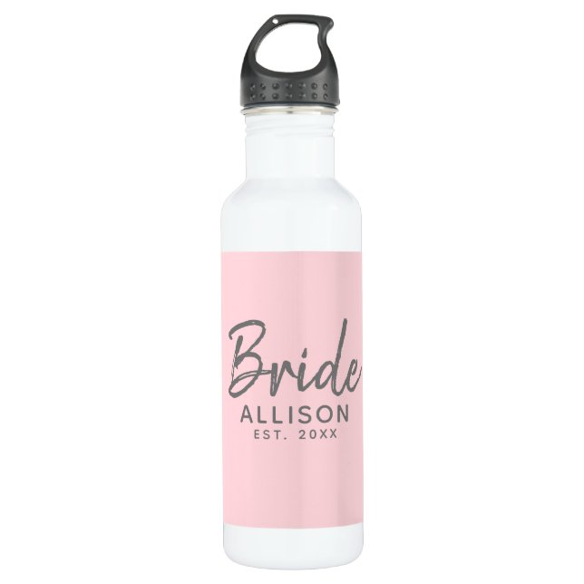 Bride Script Blush Pink Established Personalized  710 Ml Water Bottle (Front)