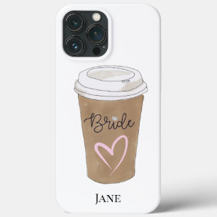 Bride Script Coffee Heart Modern iPhone 13 Pro Max Case