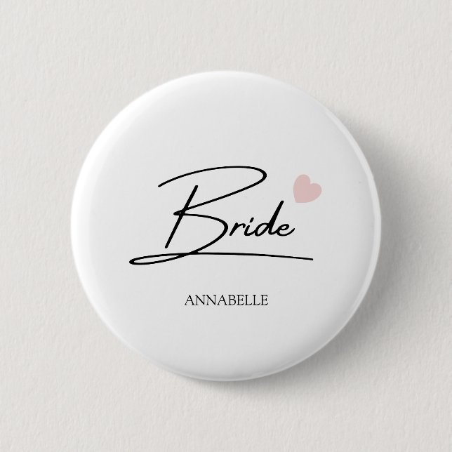 Bride Script Custom Name  2 Inch Round Button (Front)