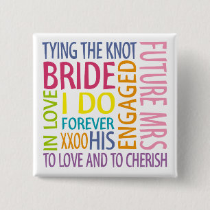 Bride Sentiments Wedding 2 Inch Square Button