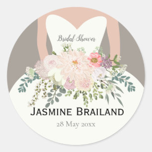 Bride silhouette bridal shower classic round stick sticker