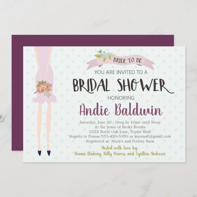 Bride Silhouette Bridal Shower Invitation (Front/Back)