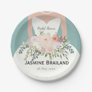 Bride silhouette bridal shower personalized paper plate