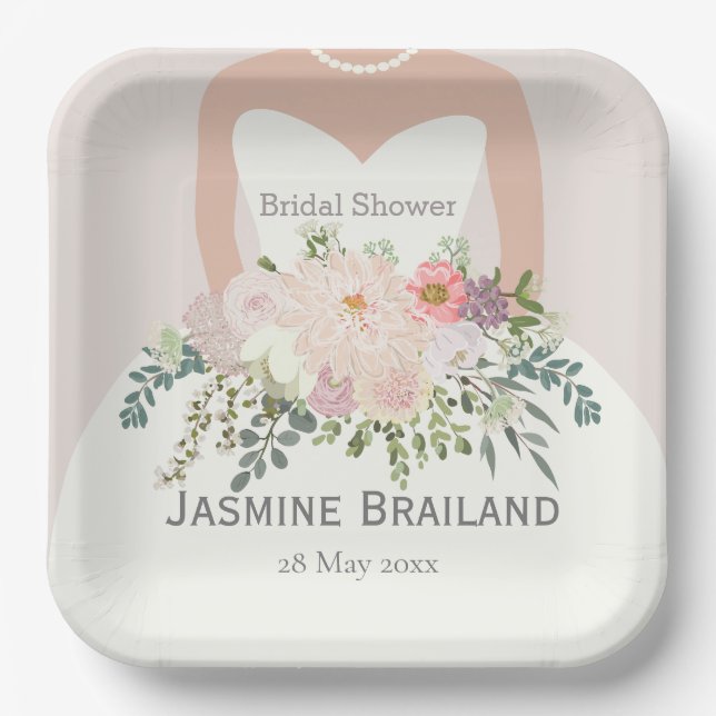 Bride silhouette bridal shower personalized   paper plate (Front)
