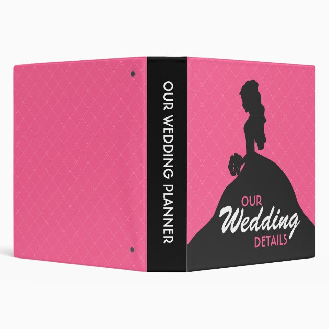 Bride Silhouette Wedding Planner (pink) Binder (Background)