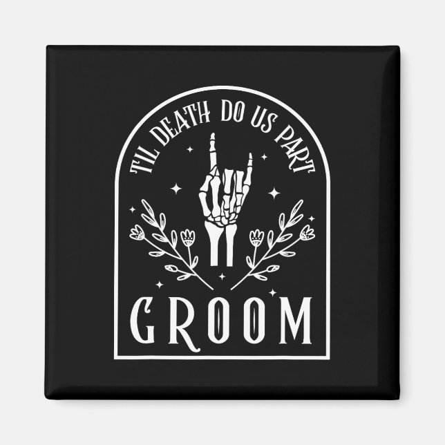 Bride Skeleton Gothic Halloween Engagement Wedding Magnet (Front)