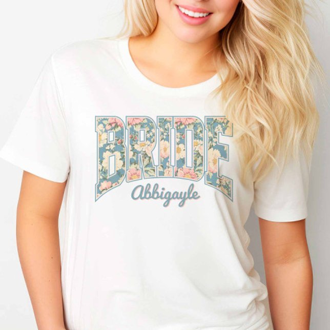 BRIDE Skyline Blue Retro Floral T-Shirt (Creator Uploaded)