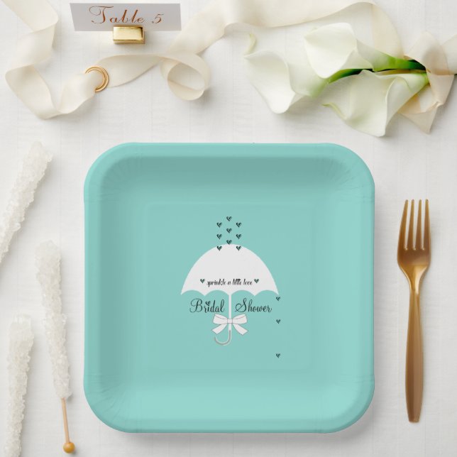BRIDE Sprinkle Little Love Teal Blue Shower Party Paper Plate (Wedding)