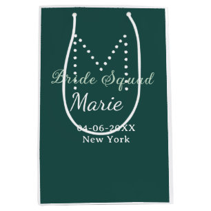 Bride squad add name monogram bridesmaid blue medium gift bag