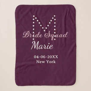 Bride squad add name monogram bridesmaid mauve  sherpa blanket