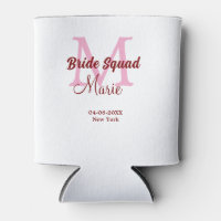 Bride squad add name monogram bridesmaid pink date
