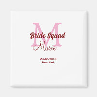 Bride squad add name monogram bridesmaid pink date