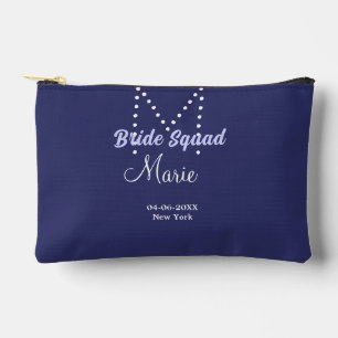 Bride squad add name monogram bridesmaid purple wh accessory pouch