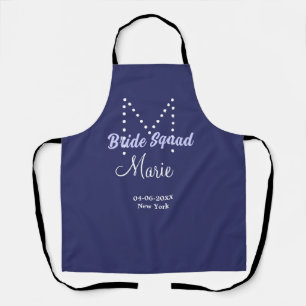 Bride squad add name monogram bridesmaid purple wh apron