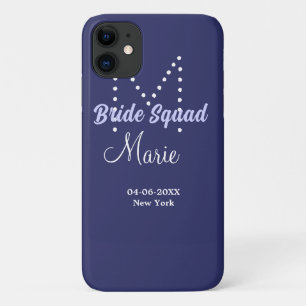 Bride squad add name monogram bridesmaid purple wh iPhone 11 case
