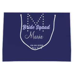 Bride squad add name monogram bridesmaid purple wh large gift bag