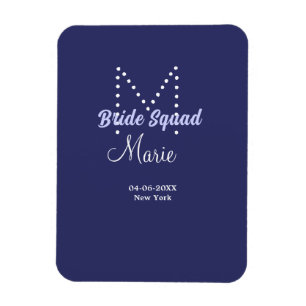 Bride squad add name monogram bridesmaid purple wh magnet