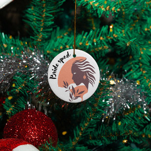 Bride squad, bachelorette bridesmaid burgundy pink ceramic ornament