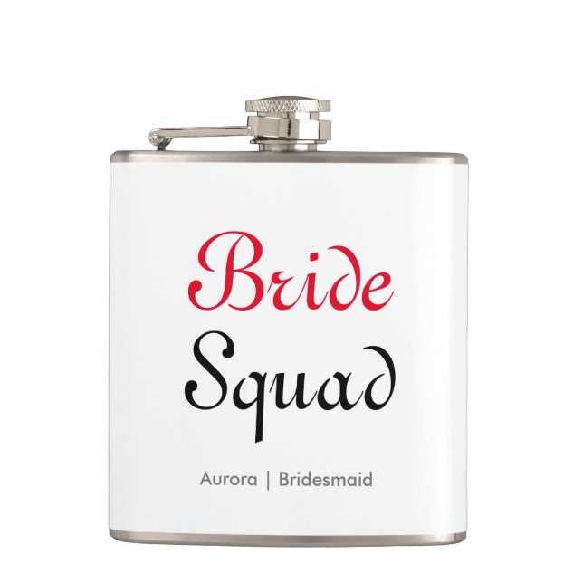 Bride Squad Bachelorette Bridesmaid Personalized Hip Flask (Front)