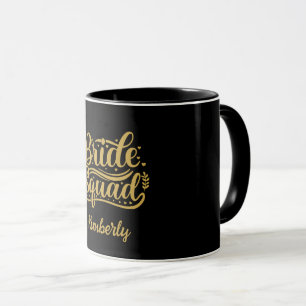 Bride Squad Black and Gold Word Art Personalized  Mug