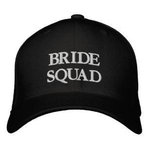 Bride Squad black and white typography elegant Embroidered Hat