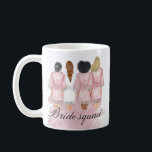 bride squad blush wedding robes monogram coffee mug<br><div class="desc">Our "bridesmaids robes" collection features beautiful watercolor women silhouettes in wedding robes for bride and bridesmaids in different robe colours with a collection of various hairstyles. If you don't see a hairstyle that you want feel free to contact us and we will make a special item just for you. Choose...</div>